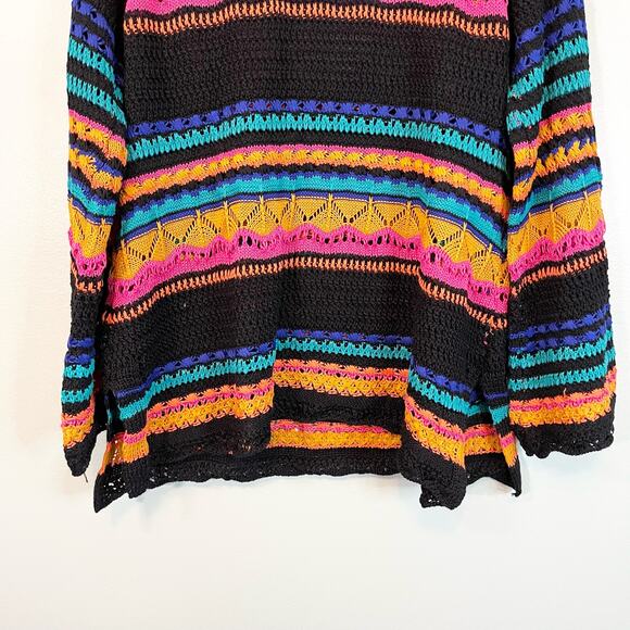 UMGEE Women's Multicolor Square Neck Crochet Knitted Pullover Sweater Large NWT - Picture 8 of 11